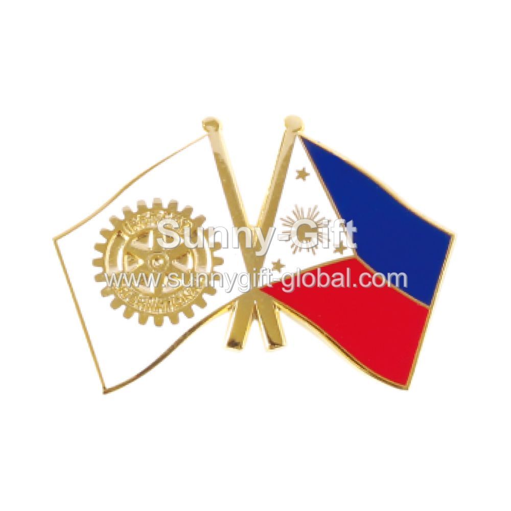 Philippines & Rotary Crossed Flags Lapel Pin