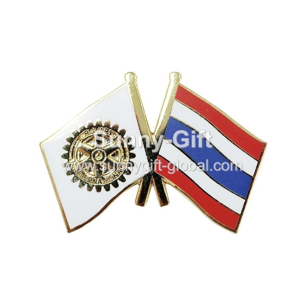 Thailand & Rotary Crossed Flags Lapel Pin