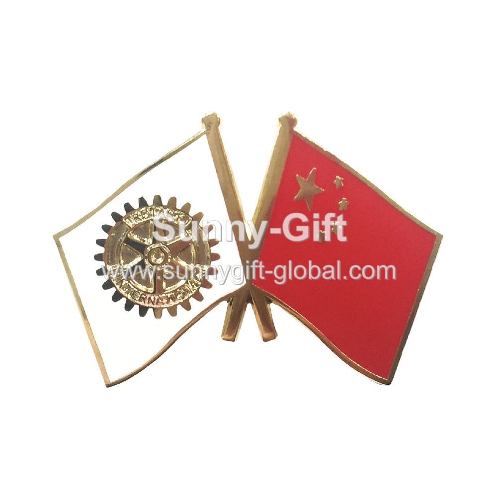 China & Rotary Crossed Flags Lapel Pin