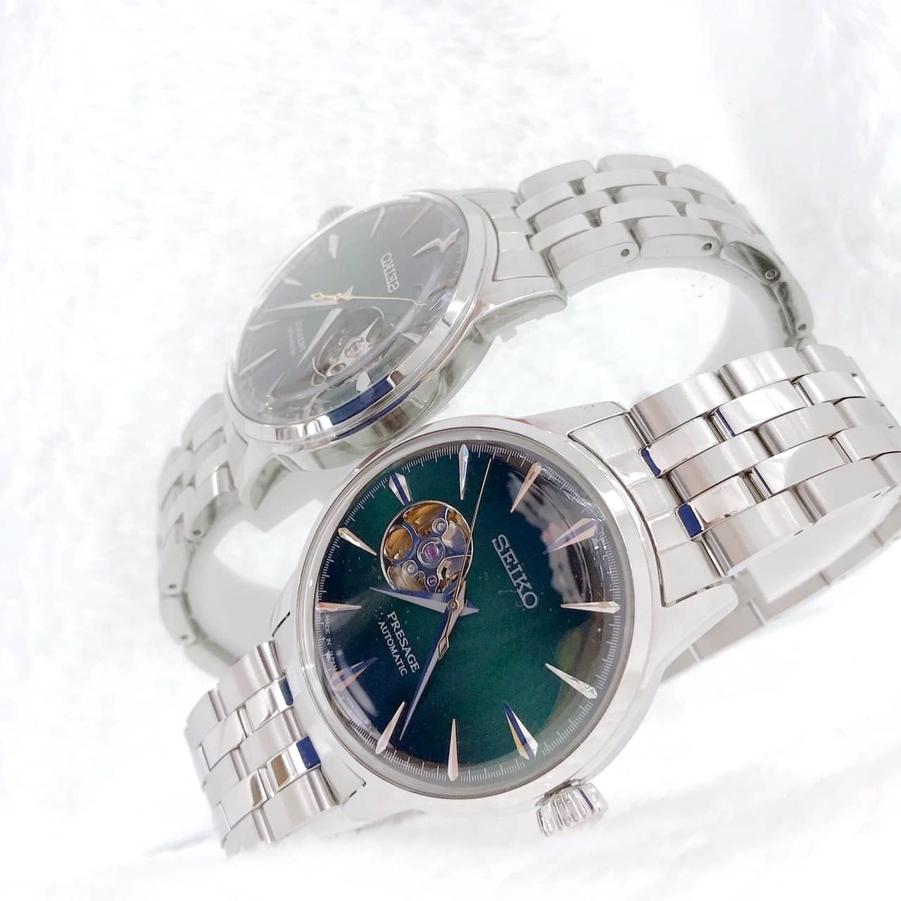 【SEIKO 精工】PRESAGE 調酒師開芯機械腕錶-綠銀色 4R38-01N0G 40.5mm 現代鐘錶