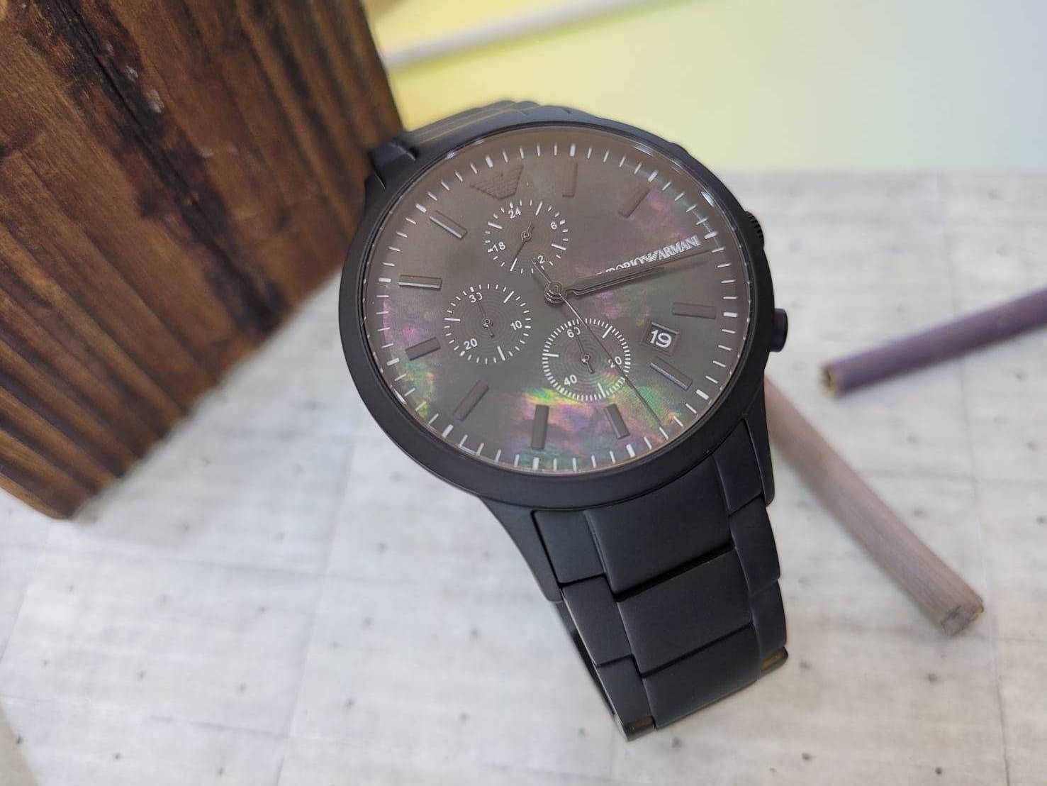 【EMPORIO ARMANI】前衛潮流黑鋼計時腕錶 AR11275  43mm 現代鐘錶