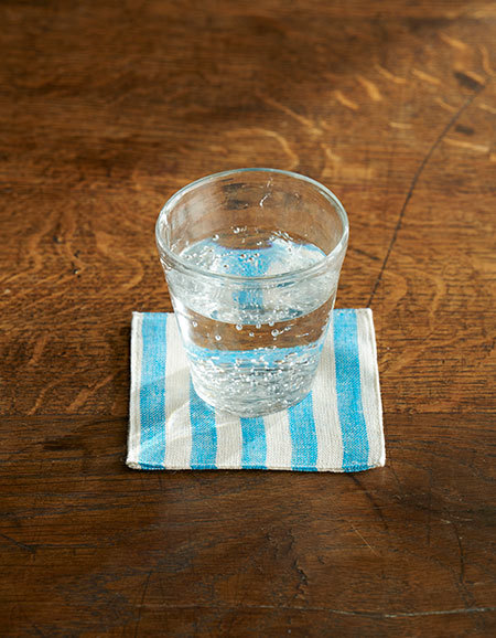 fog - 亞麻杯墊 / 綠松石藍米色條紋
