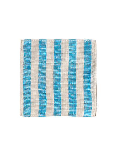 fog - 亞麻杯墊 / 綠松石藍米色條紋