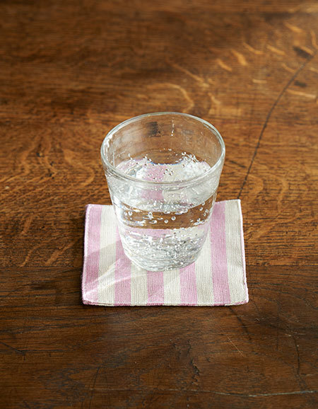 fog-亞麻杯墊 粉紅米色條紋