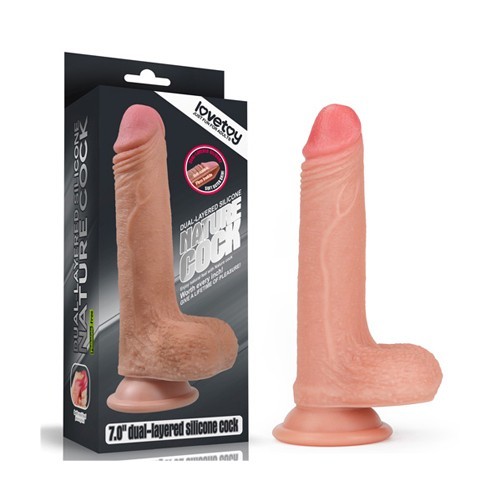 Lovetoy NATURE COCK 7吋肉王雙層材質吸盤逼真按摩棒 (膚)