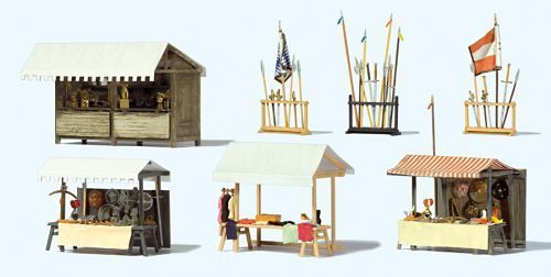 Preiser 17216 HO規 中世紀攤位.貨品.未上色