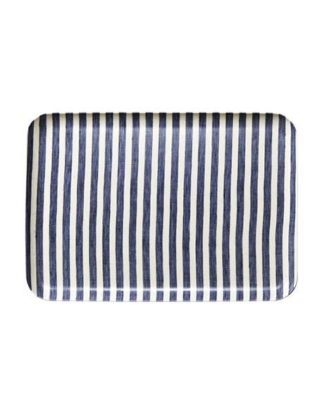 fog-亞麻面托盤L 藍白條紋