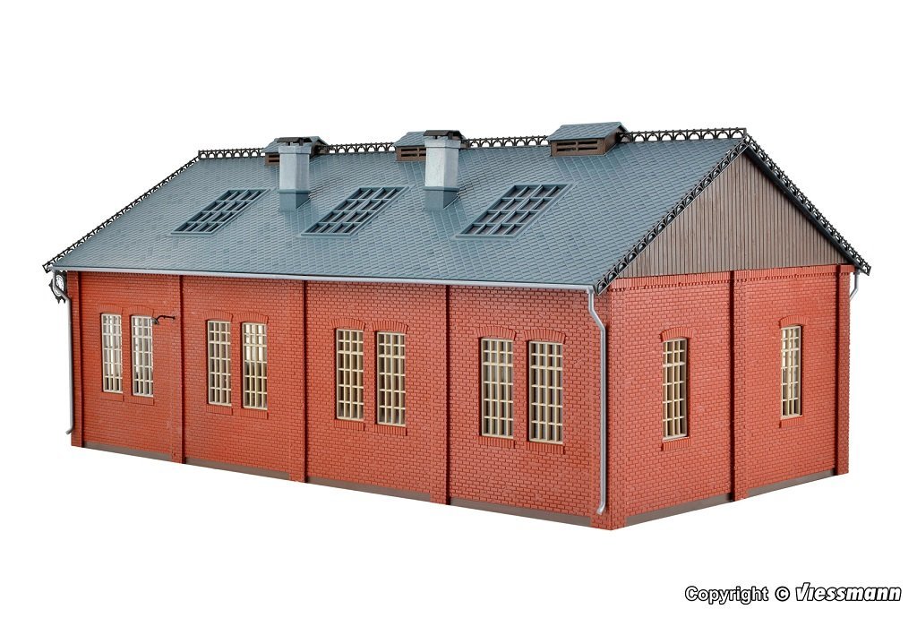 Vollmer 45753 H0 scale, Loco shed with door lock mechanism, double track