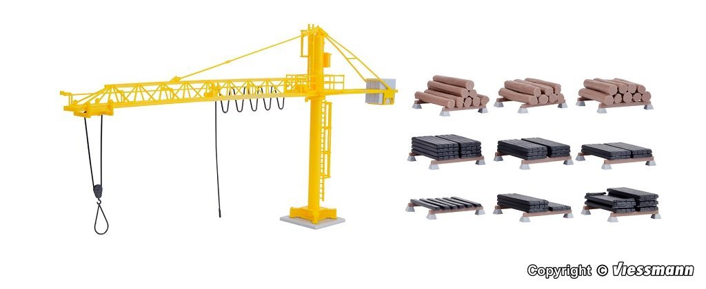 Kibri 39817 HO scale, Crane with timber yard