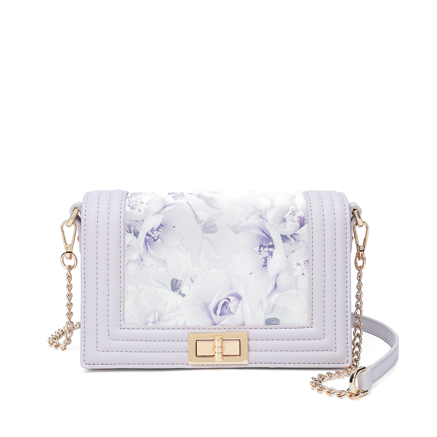 Quilted Floral Print Shoulder Bag