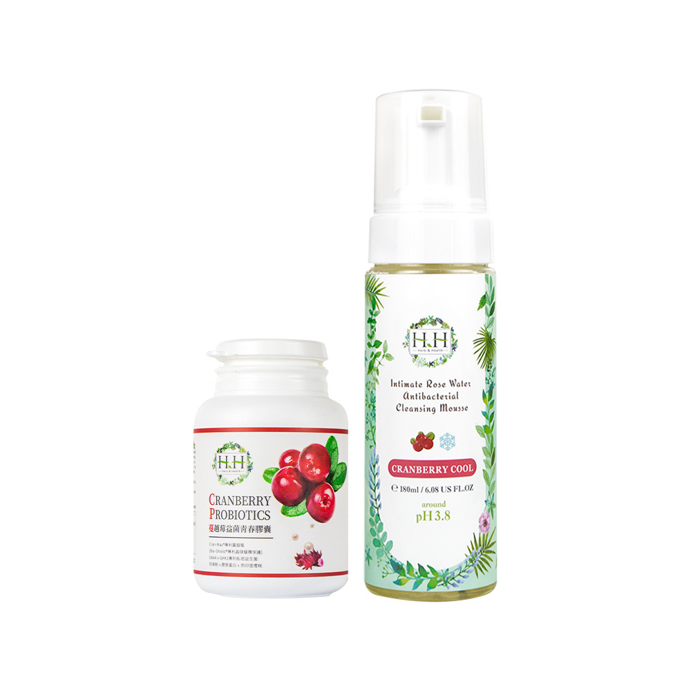 HH Cranberry Probiotic(60 Tablet) + Cleaning Mousse(180ml)