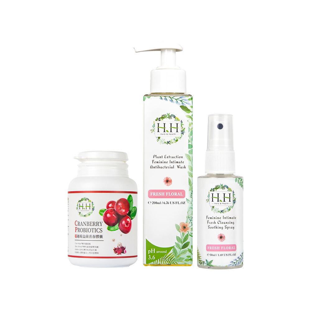 HH Antibacterial Wash + Soothing Spray + Cranberry Probiotic