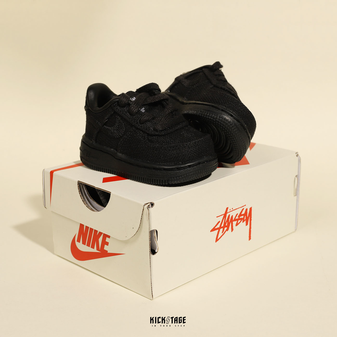 童鞋 聯名款 STUSSY X NIKE AIR FORCE 1 全黑 兒童 幼童鞋【DC8306-001】AF1