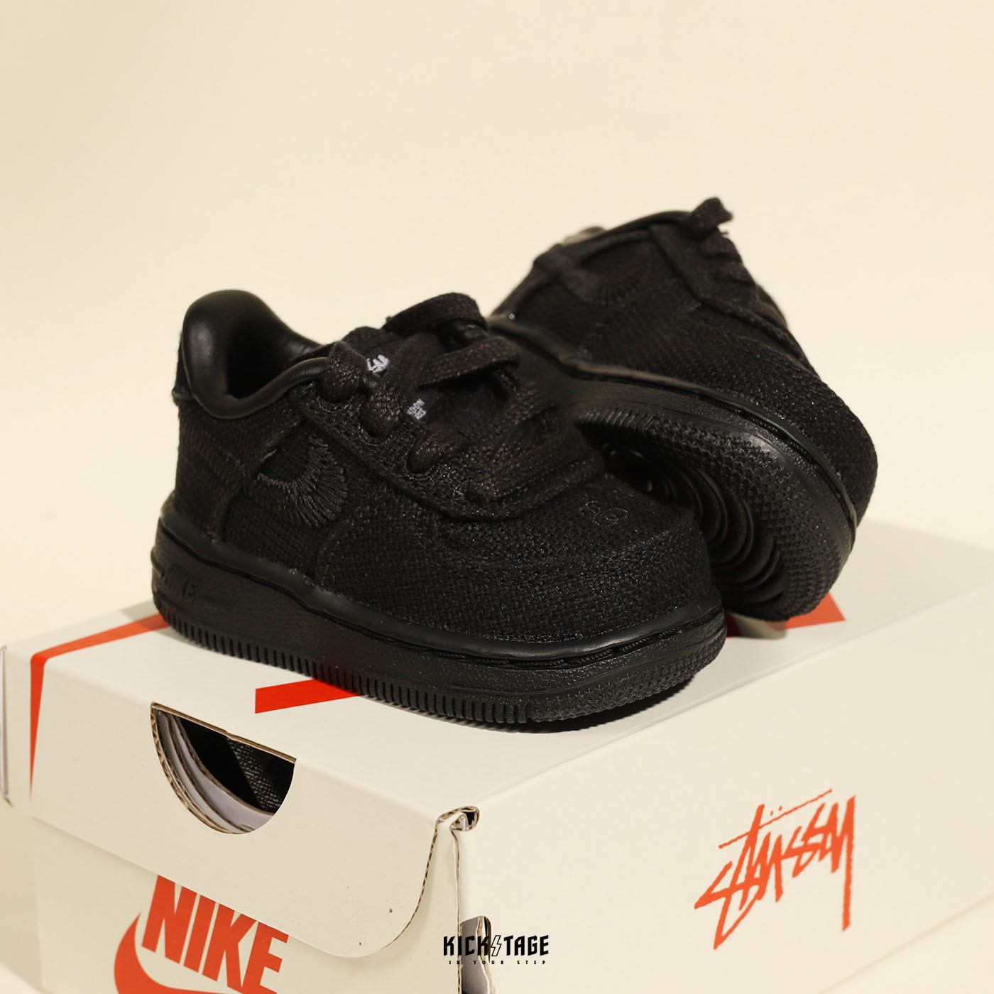 童鞋 聯名款 STUSSY X NIKE AIR FORCE 1 全黑 兒童 幼童鞋【DC8306-001】AF1
