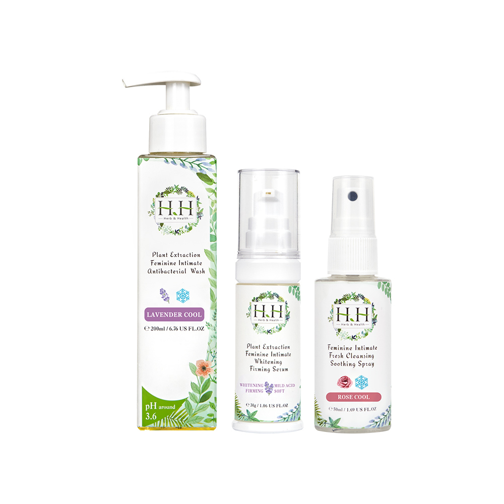 【Floral Total Care Set】HH Intimate Antibacterial Wash(200ml) + Soothing Spray(50ml) + Whitening Serum(30ml)