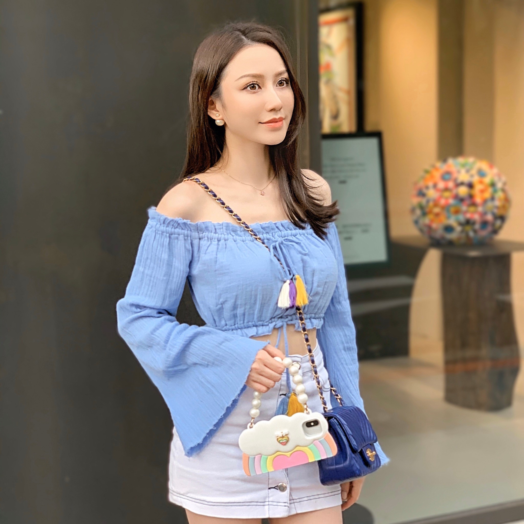 Candies iPhone 11 Pro - 雲朵彩虹手提晚宴包(淡彩)