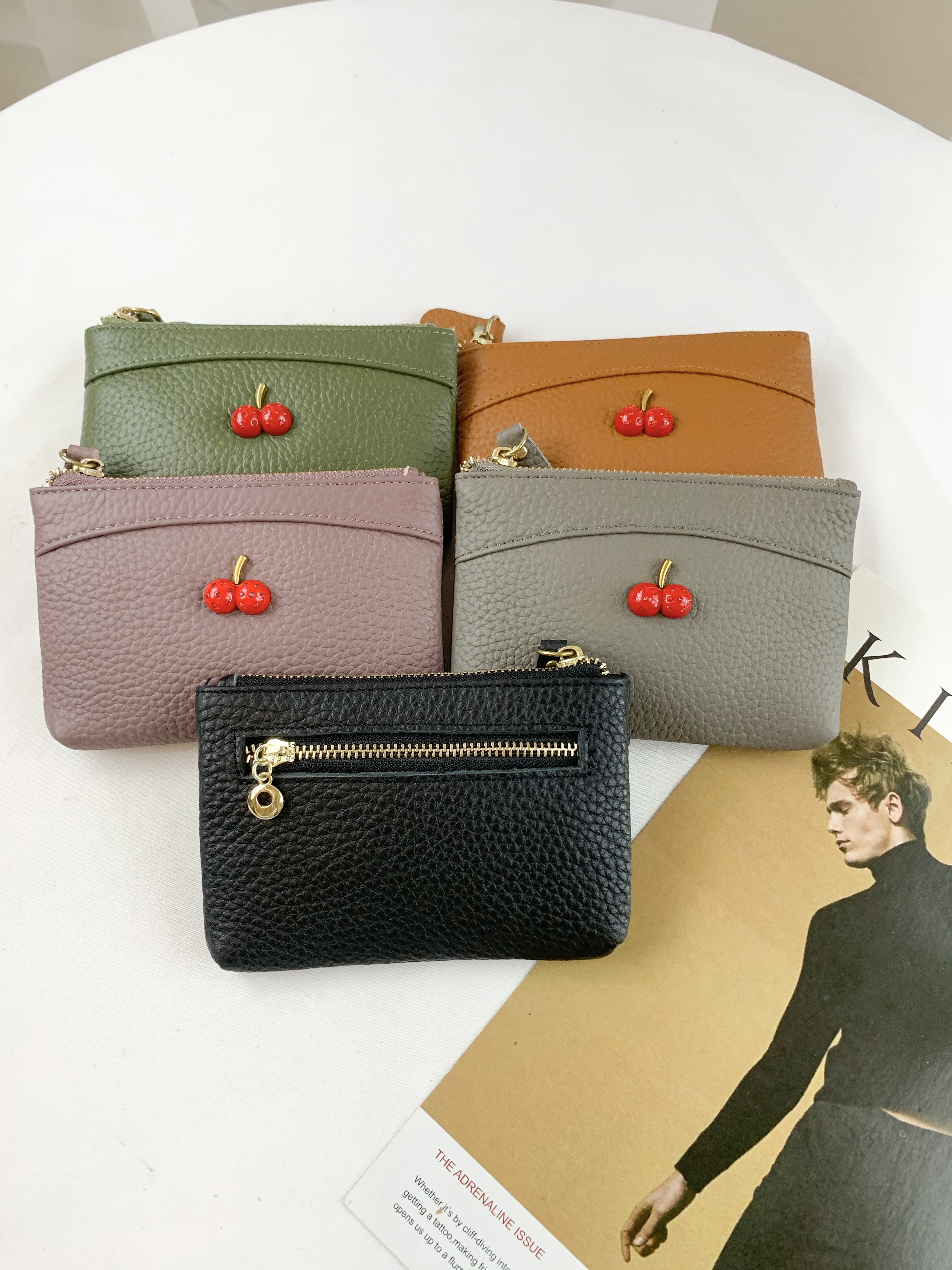 韓國櫻桃小牛皮零錢包 / 卡夾包 #183