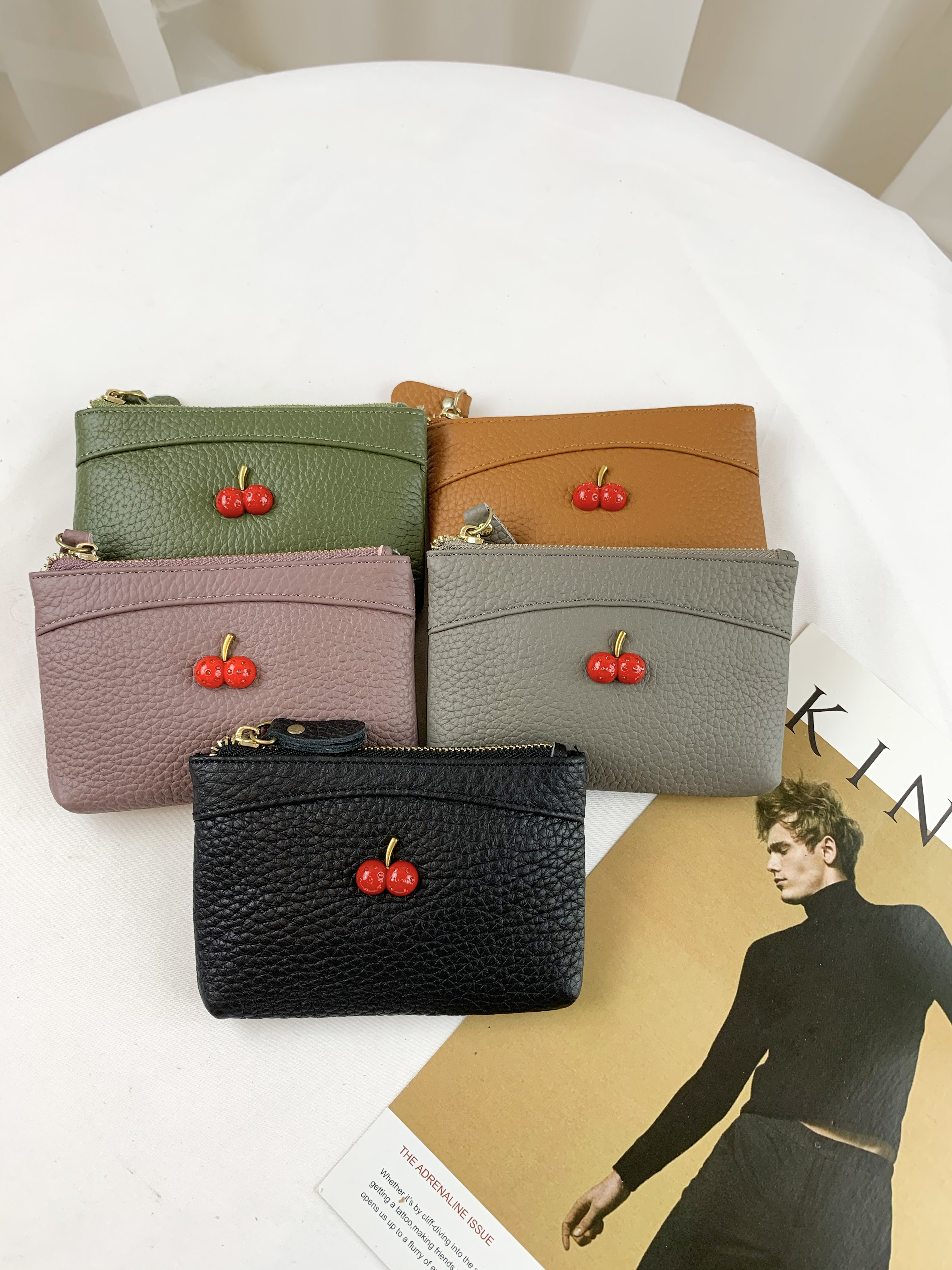 韓國櫻桃小牛皮零錢包 / 卡夾包 #183