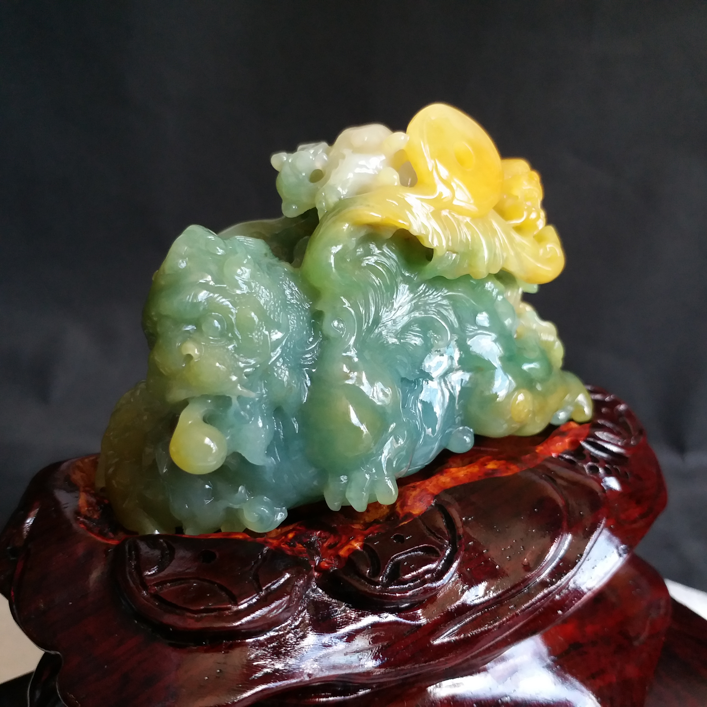 三彩飛天貔貅, 天然翡翠A玉, 緬甸玉, Jade, Jadeite