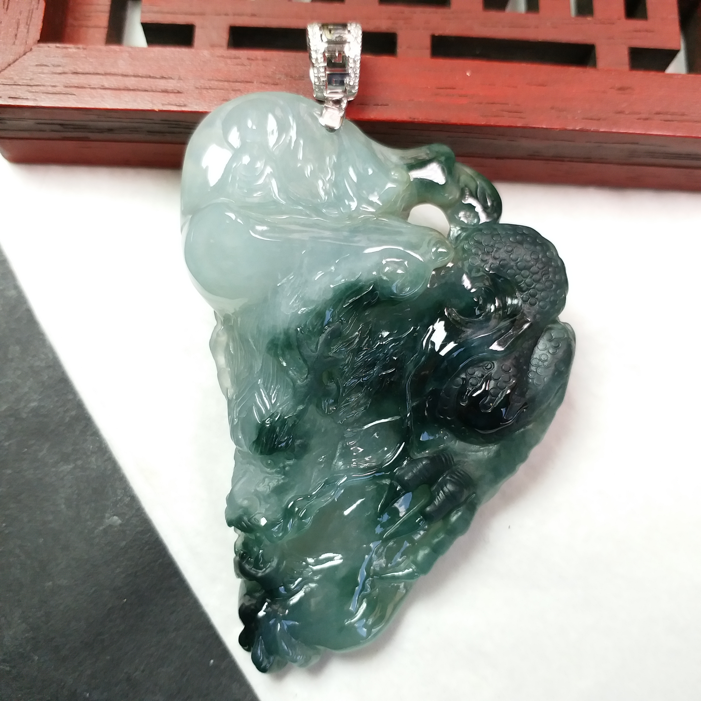 神龍護主神龍悟道, 天然翡翠A玉, 緬甸玉, Jade, Jadeite