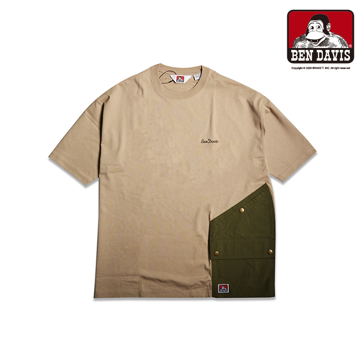 【 BEN DAVIS | 字體刺繡異材質拼接寬鬆短TEE - 2色 】