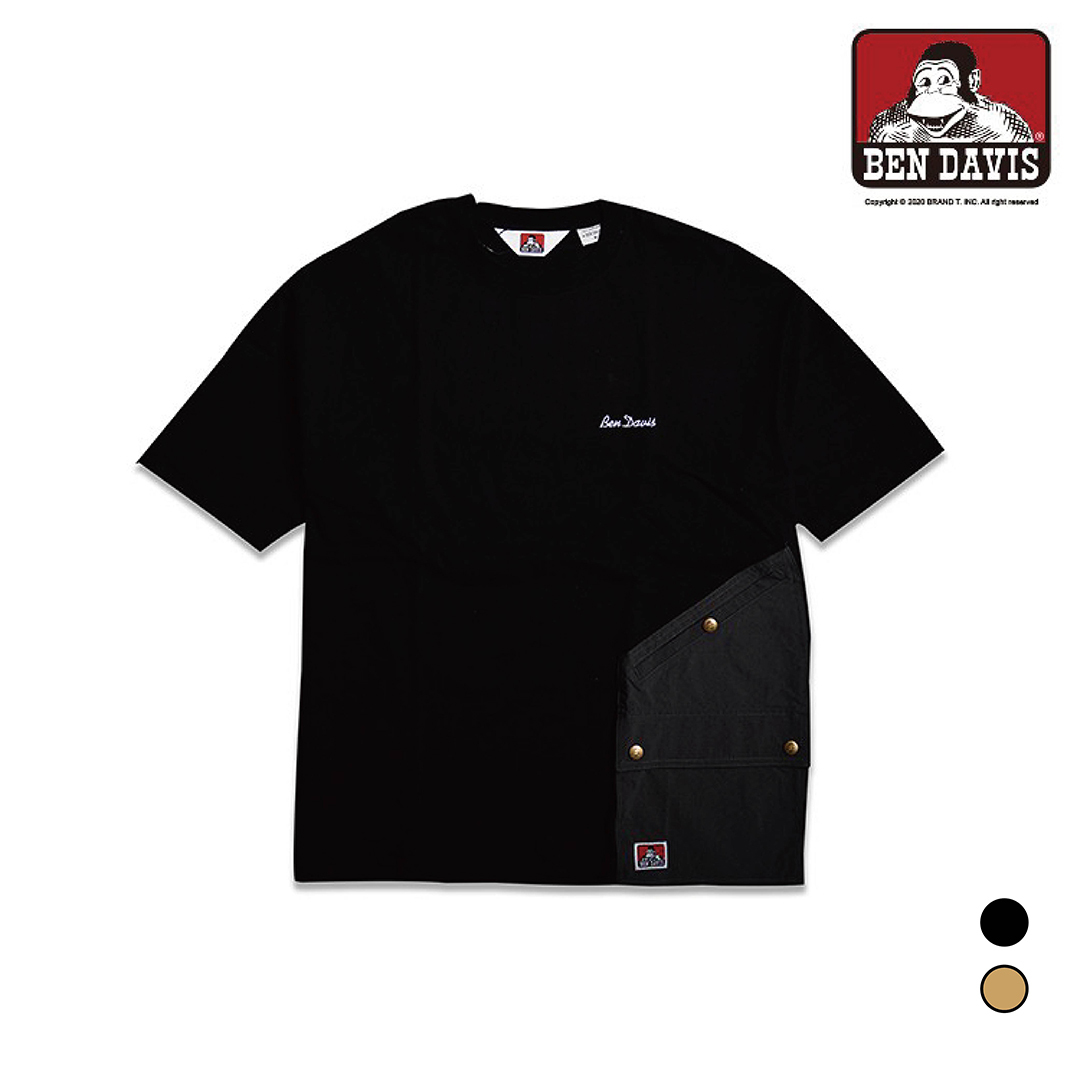 【 BEN DAVIS | 字體刺繡異材質拼接寬鬆短TEE - 2色 】