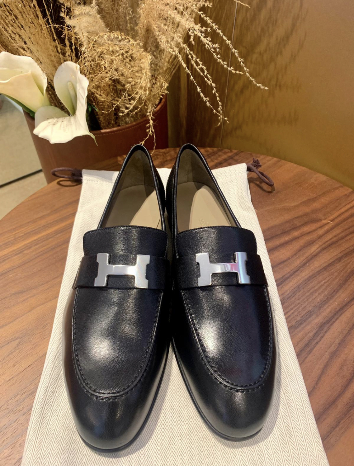 Loafer shoes leather in black with sliver size 40.5