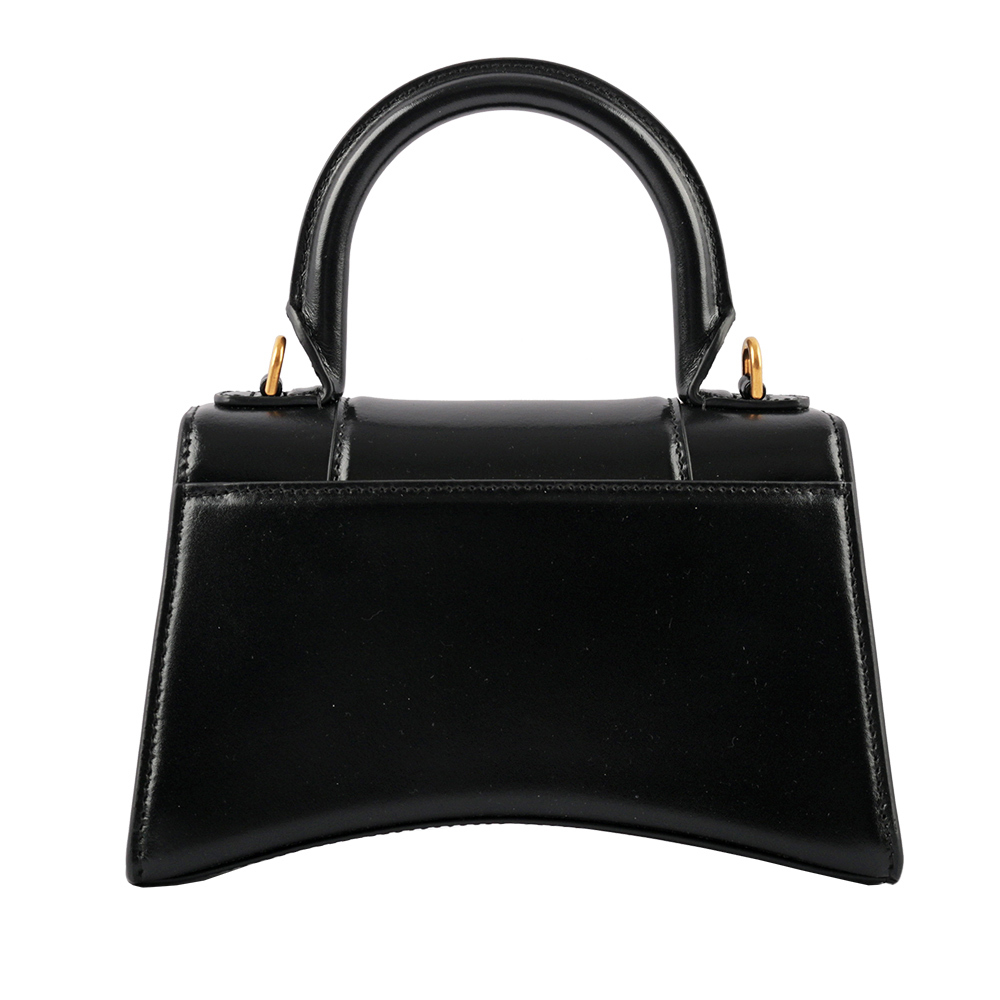 【BALENCIAGA】Hourglass 光滑牛皮二用沙漏包(XS)(黑色)