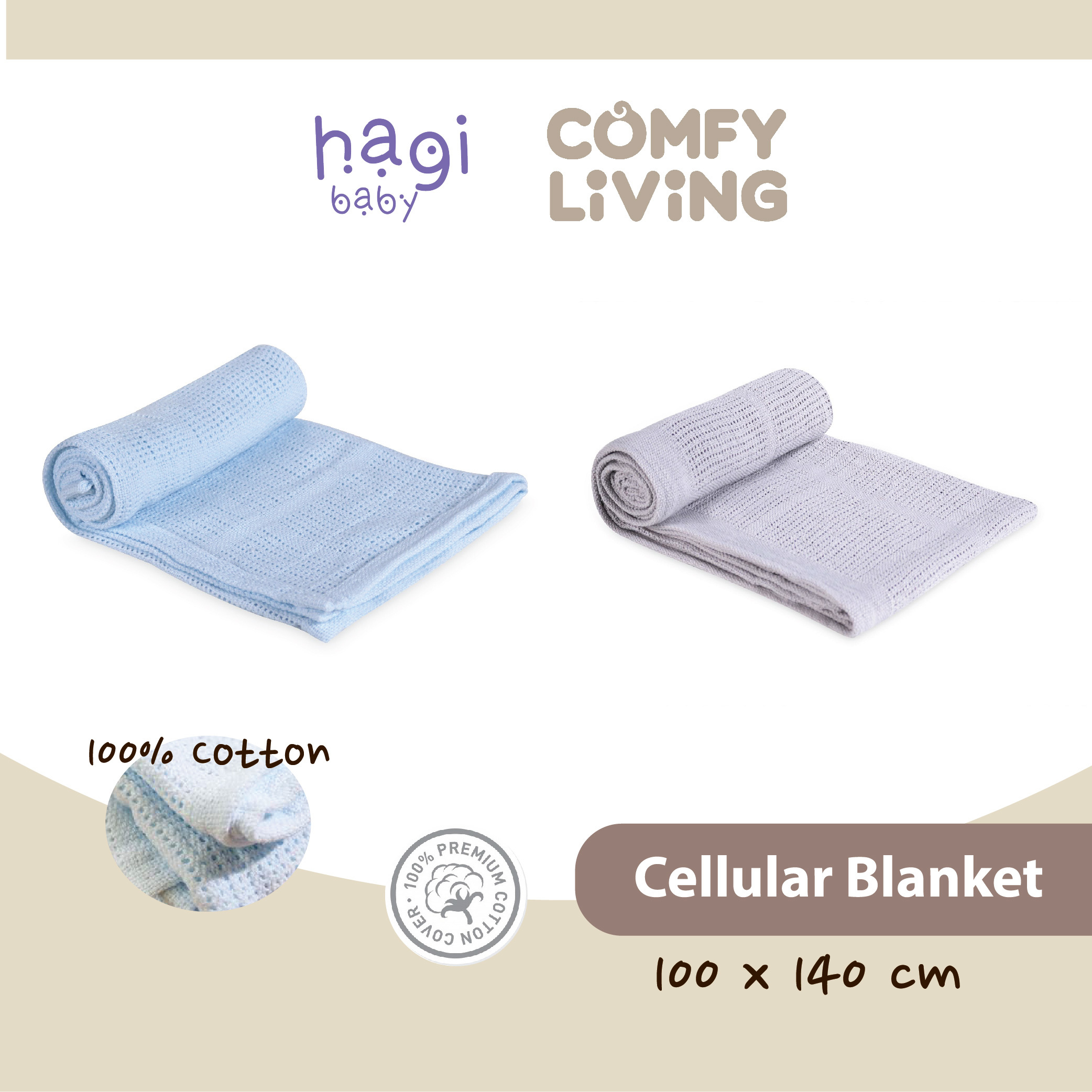 Comfy Living Soft Cotton Junior Cellular Blanket (L)