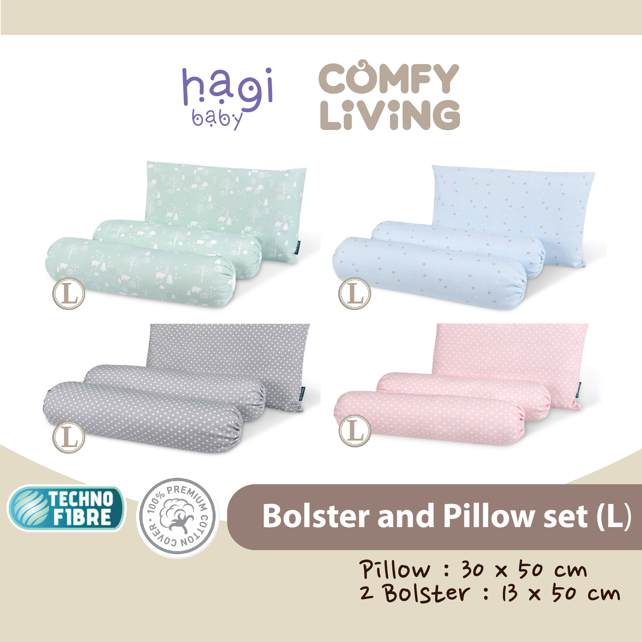 Comfy Living Bolster and Pillow Set (Junior)