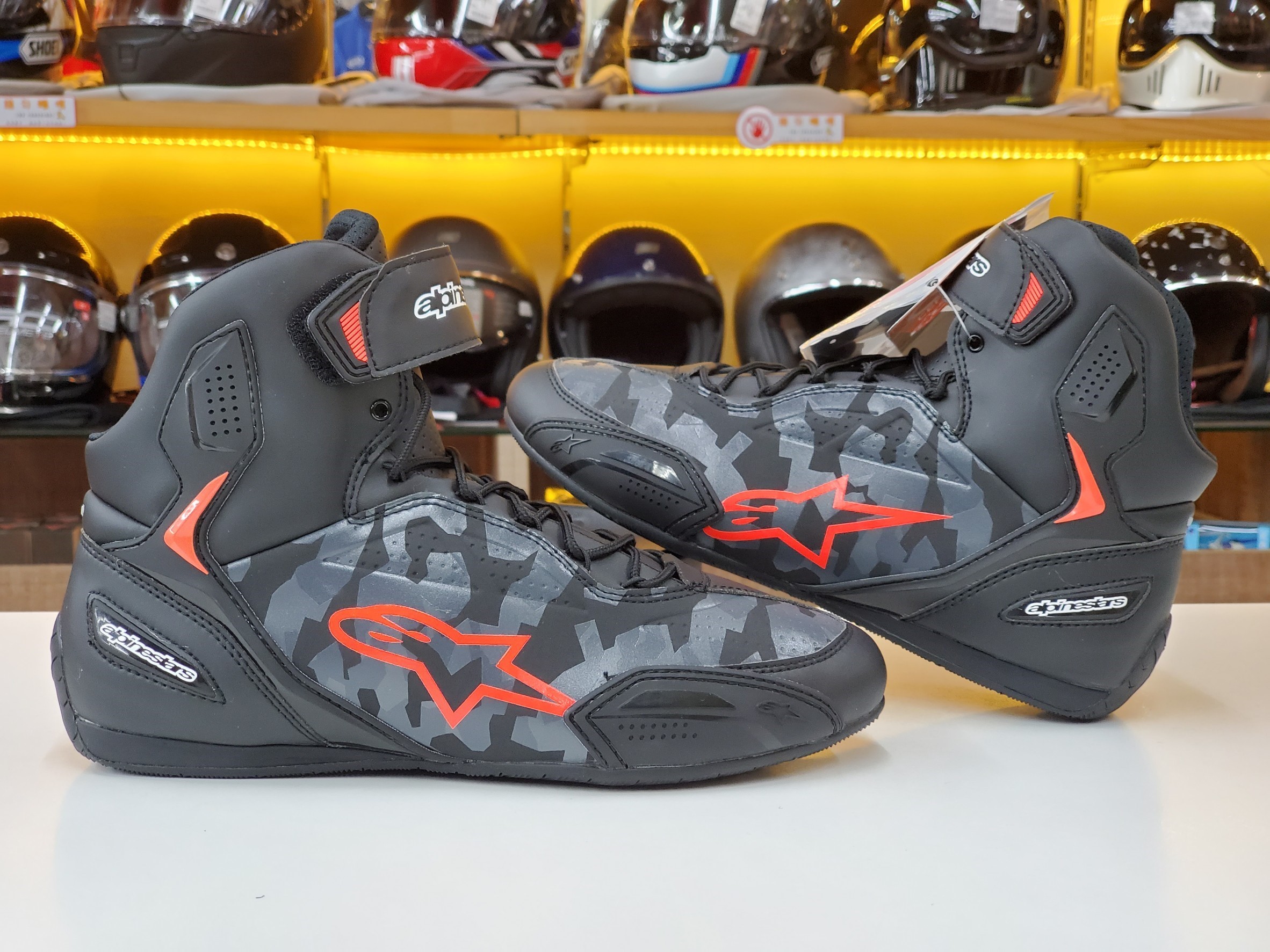 ALPINESTARS FASTER 3 SHOES BLACK/GRAY/CAMO/RED FLUO 黑灰迷彩螢光紅 車靴