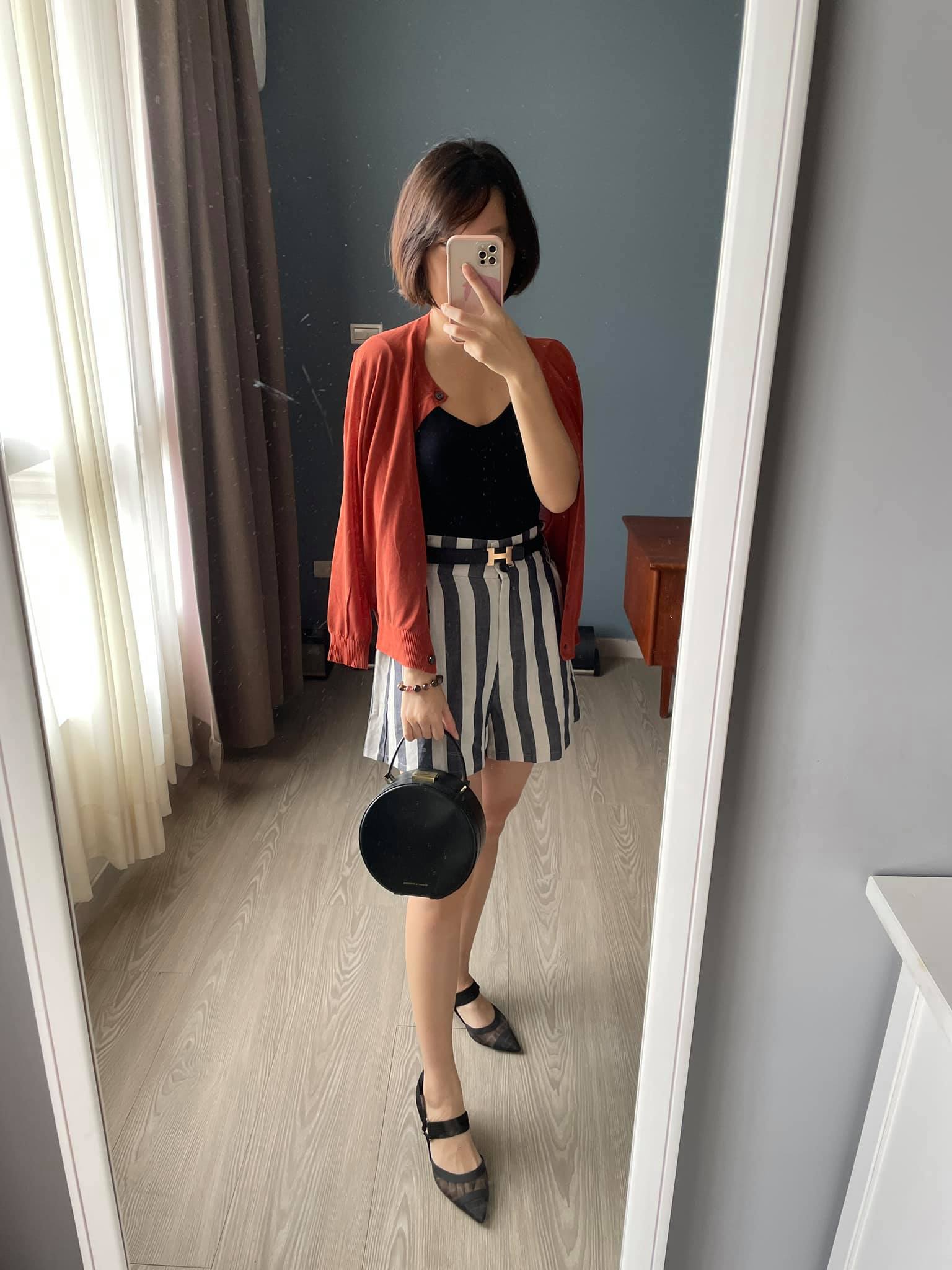 暖活主裡人Fiona實穿夏艾條紋輕寬短褲-灰條紋