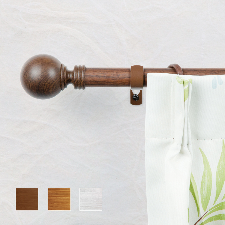 25.4mm│溫潤質樸│仿木紋│伸縮窗簾桿架│2尺寸│3色