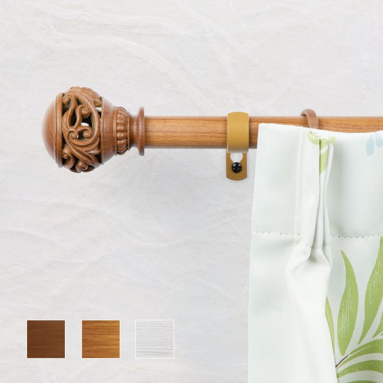 25.4mm│島嶼印象│仿木紋│伸縮窗簾桿架│2尺寸│3色