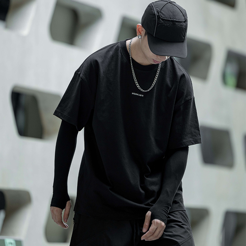 暗黑棉質素面機能短袖