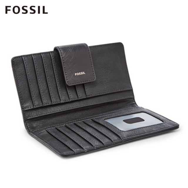 Logan 真皮扣式RFID防盜中長夾-黑色 SL7830001