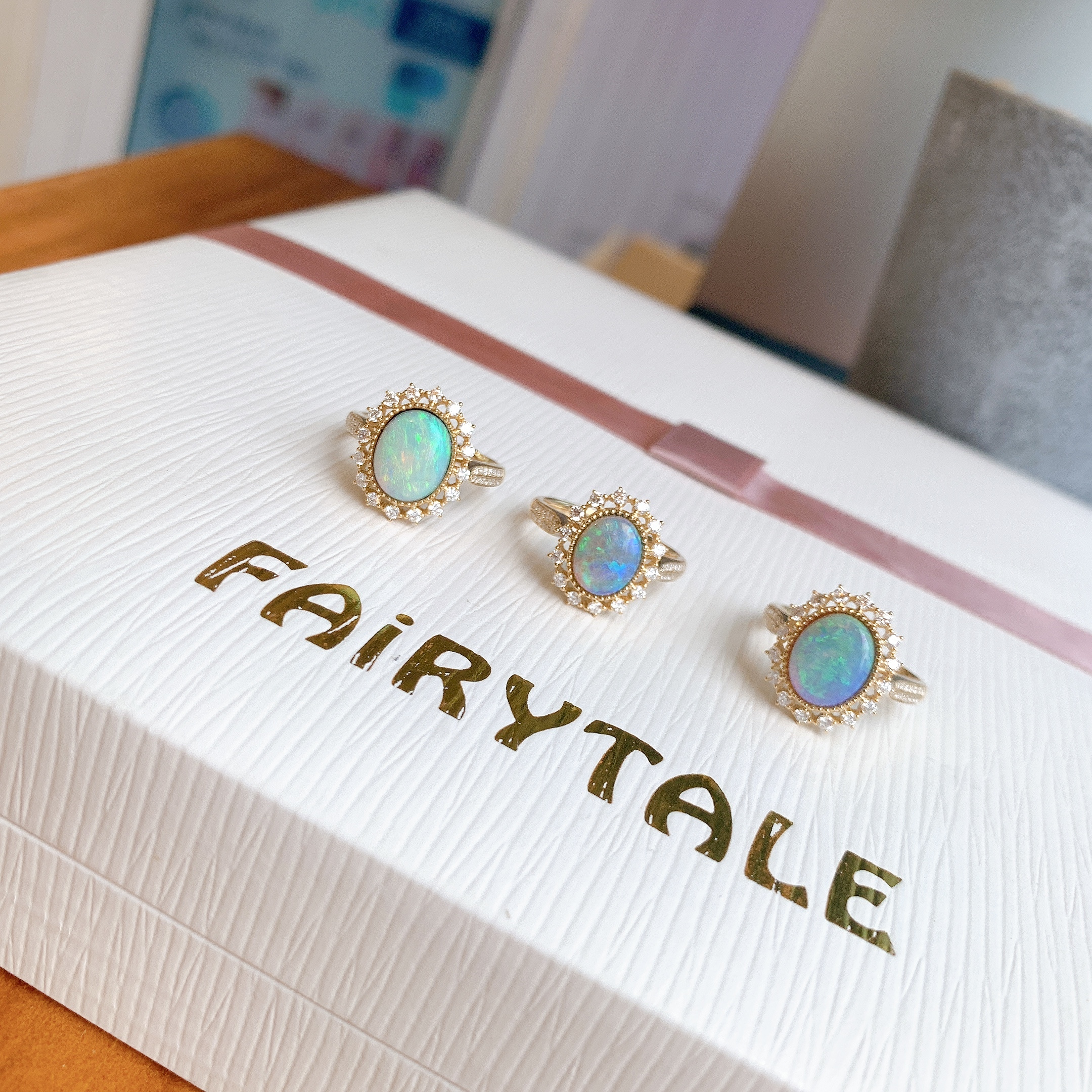 18K金澳洲Opal鑽石戒指