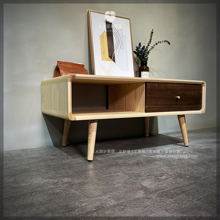 明日雙色全實木半開放茶几|可訂製