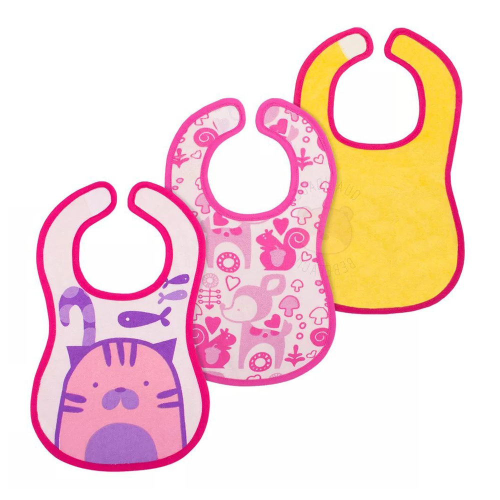 可愛動物防水圍兜(甜美女孩)3入