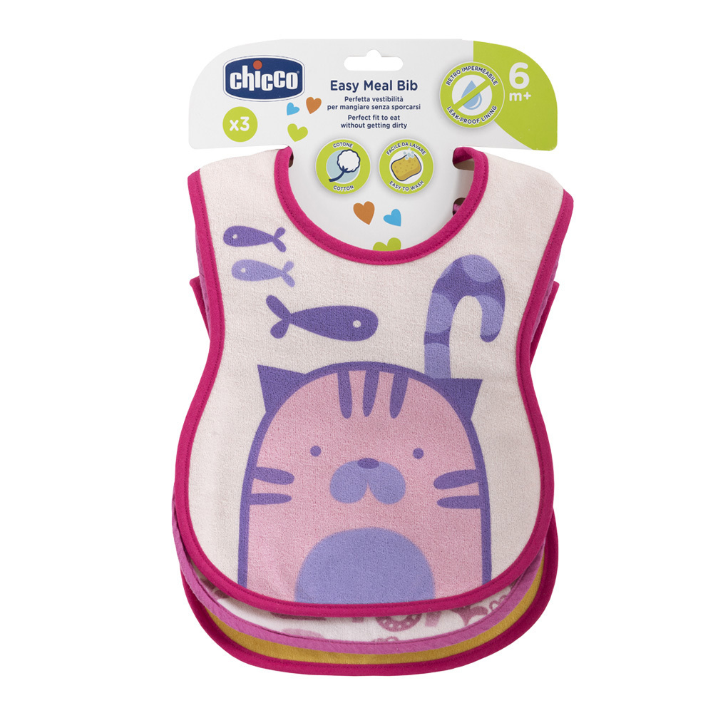 可愛動物防水圍兜(甜美女孩)3入