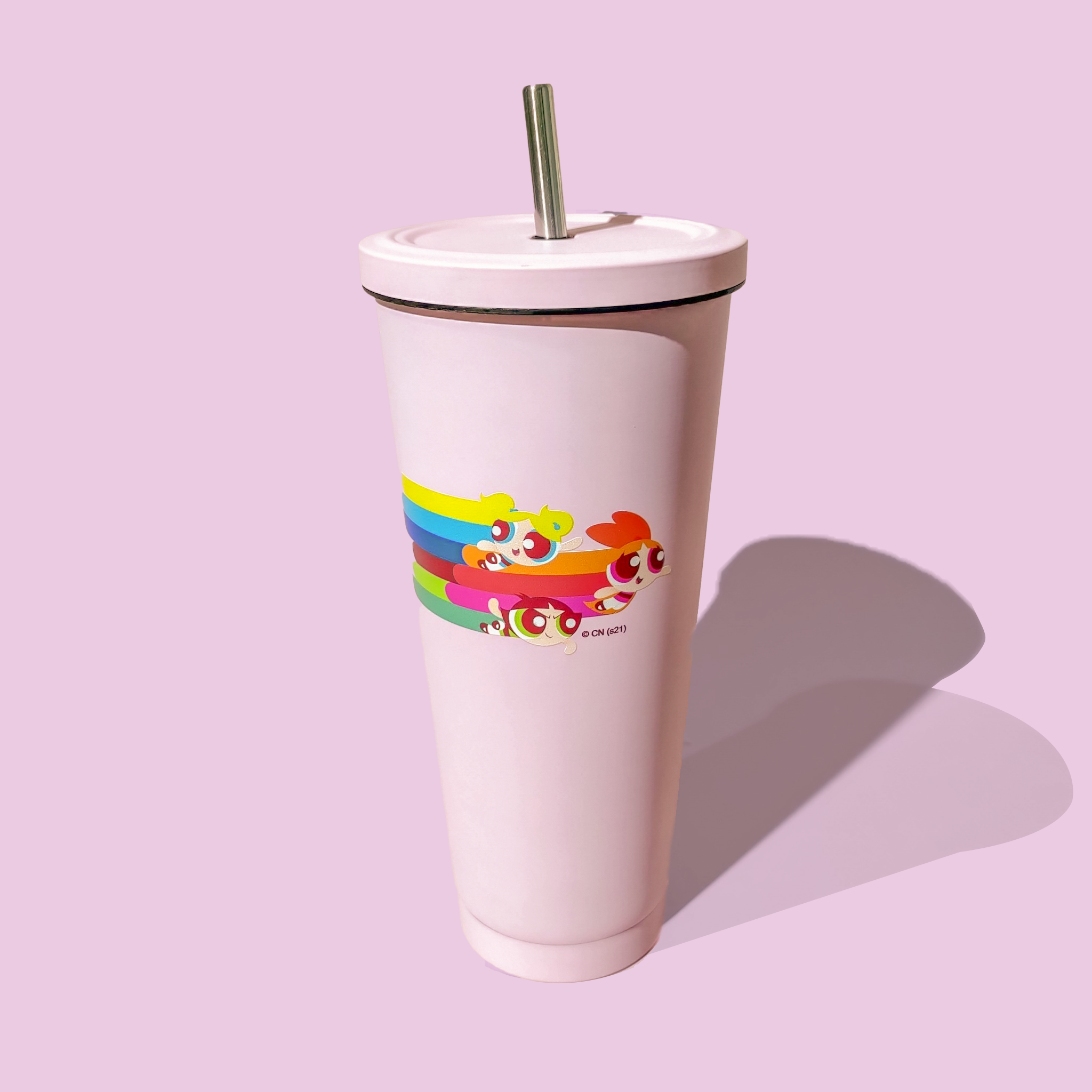 飛天小女警-不鏽鋼吸管杯750ml-三人飛天款