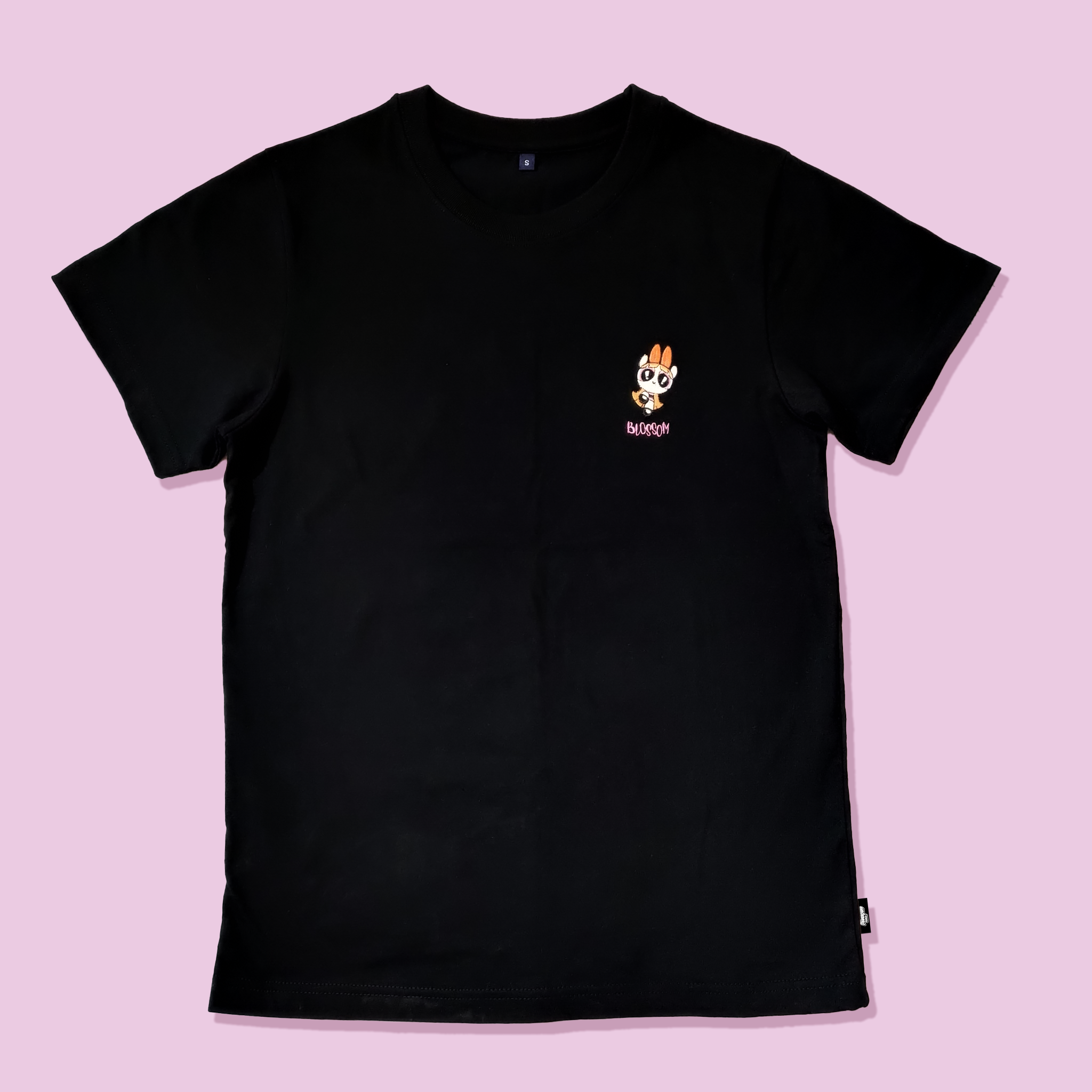 飛天小女警-電繡款T-shirt-花花-黑-S/M/L