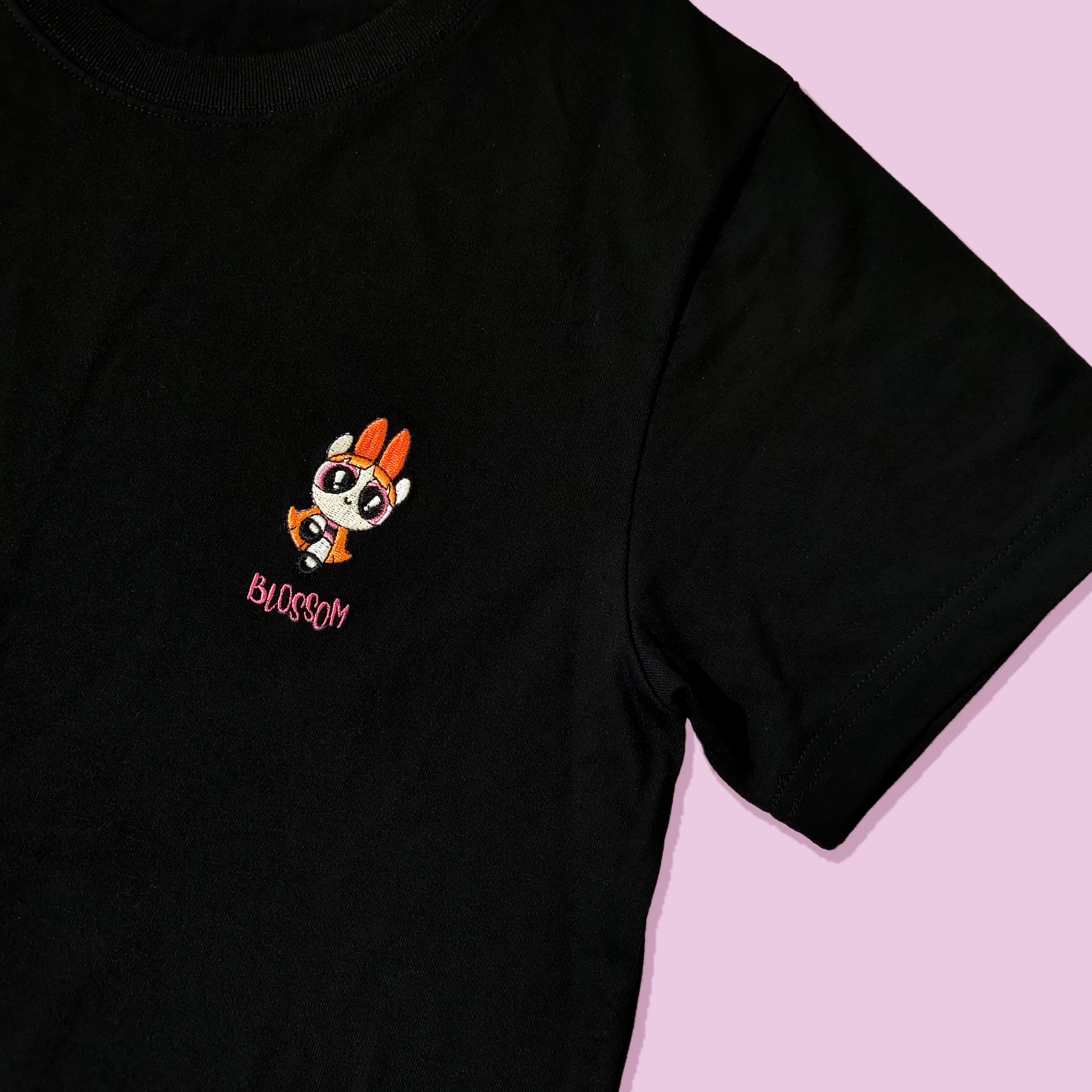 飛天小女警-電繡款T-shirt-花花-黑-S/M/L