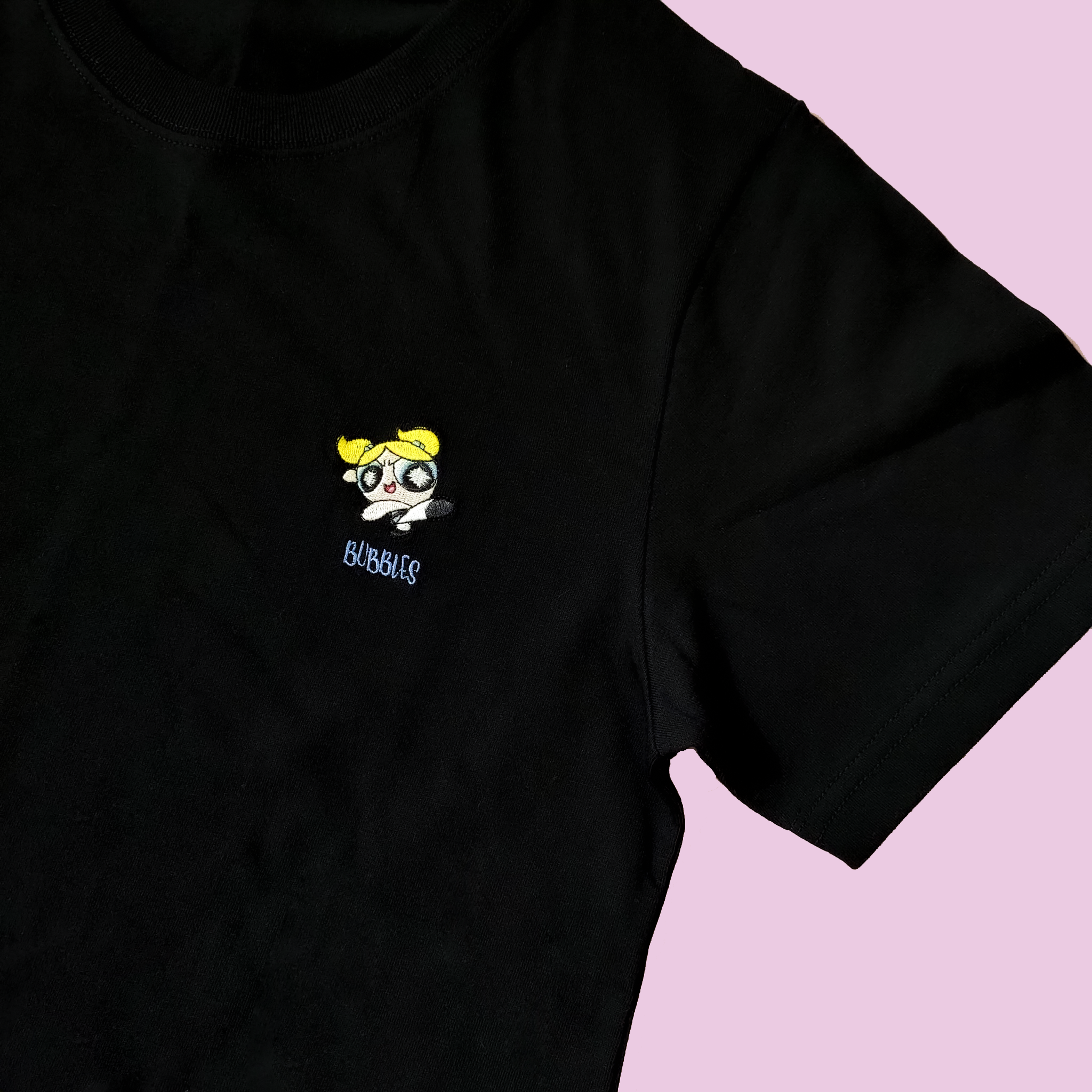 飛天小女警-電繡款T-shirt-泡泡-黑-S/M/L