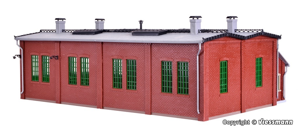 Vollmer 45752 H0 scale, Loco shed with door lock mechanism, double track