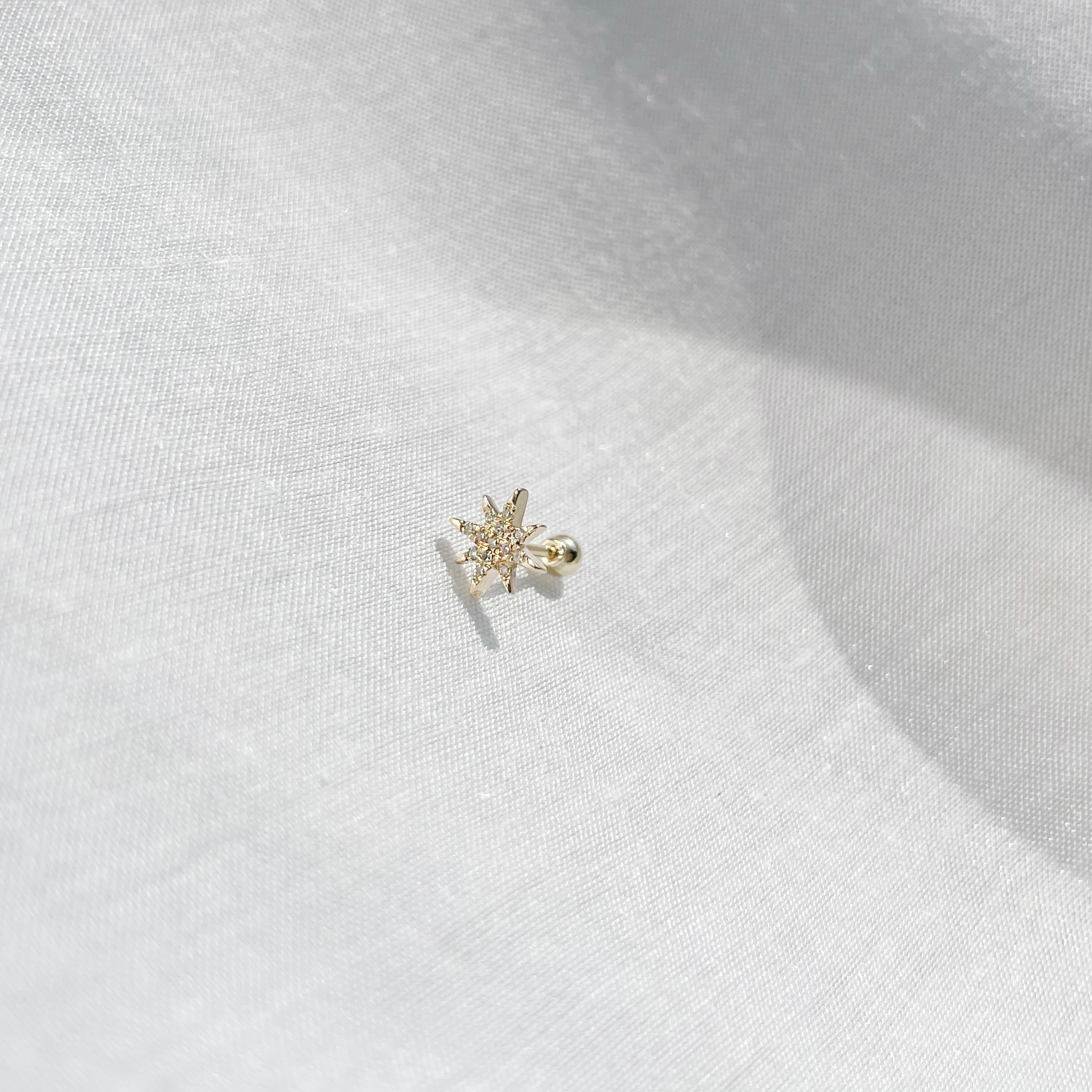 14K星芒真鑽轉珠耳環