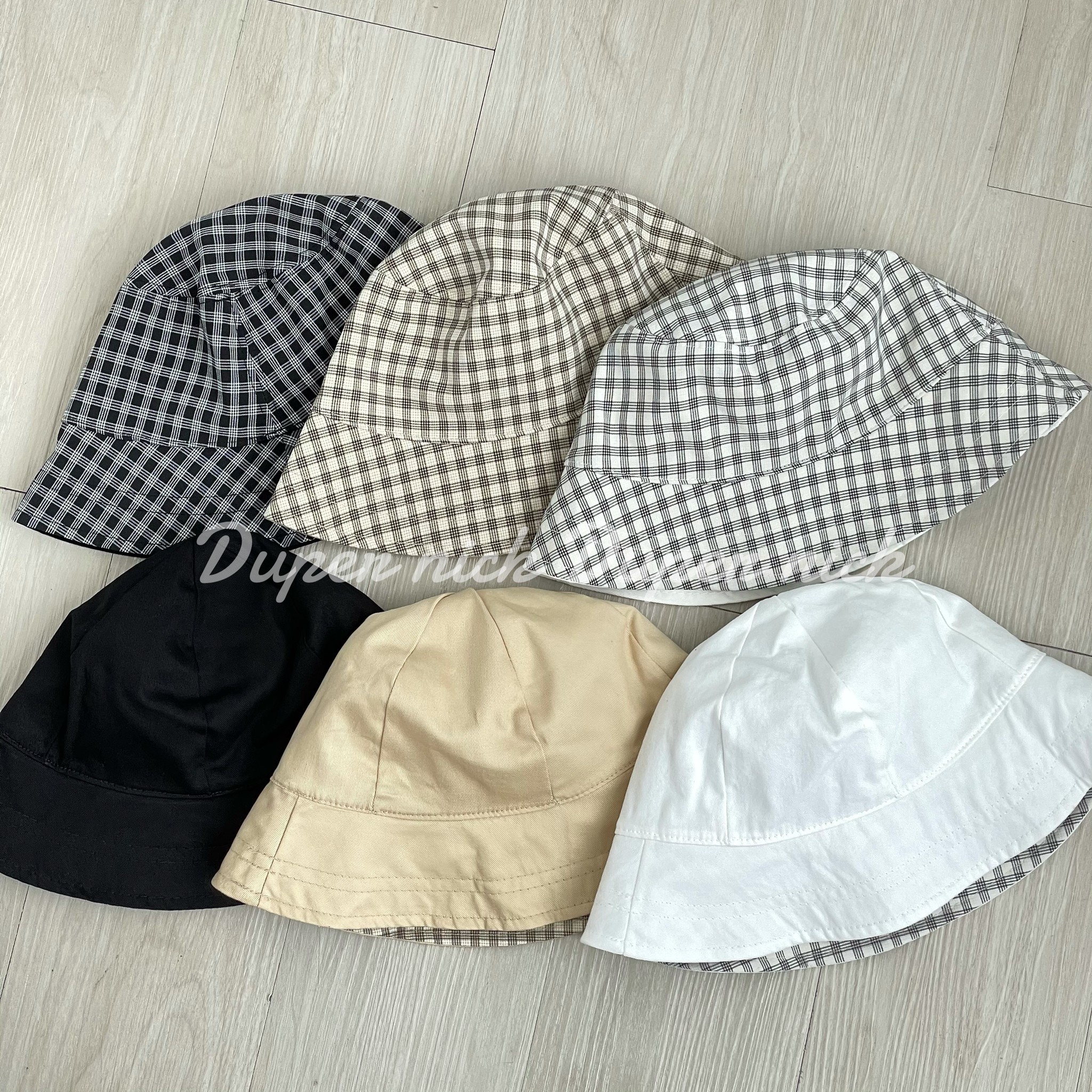 韓國 格紋 雙面 漁夫帽