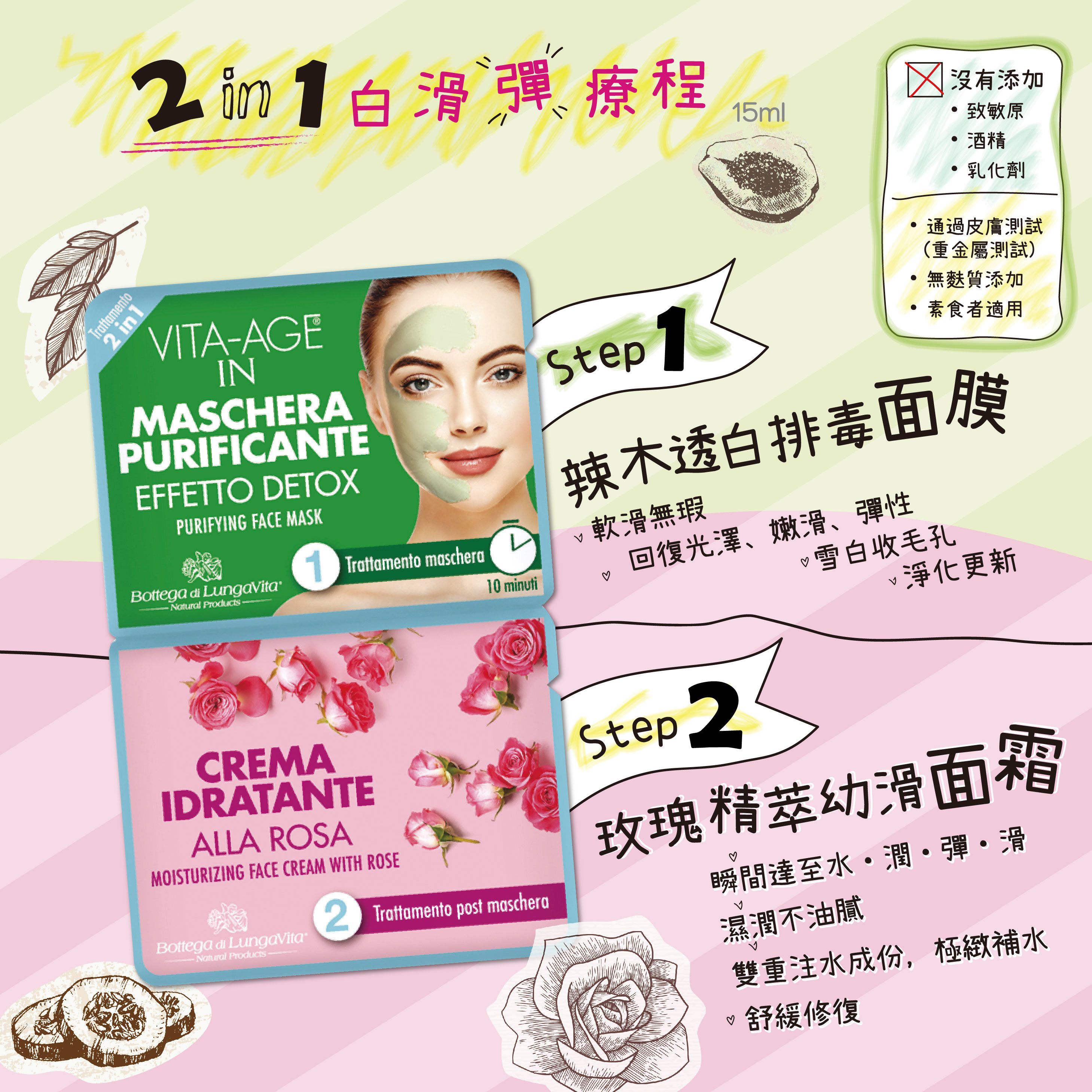 2 in 1 白。滑。彈。面膜