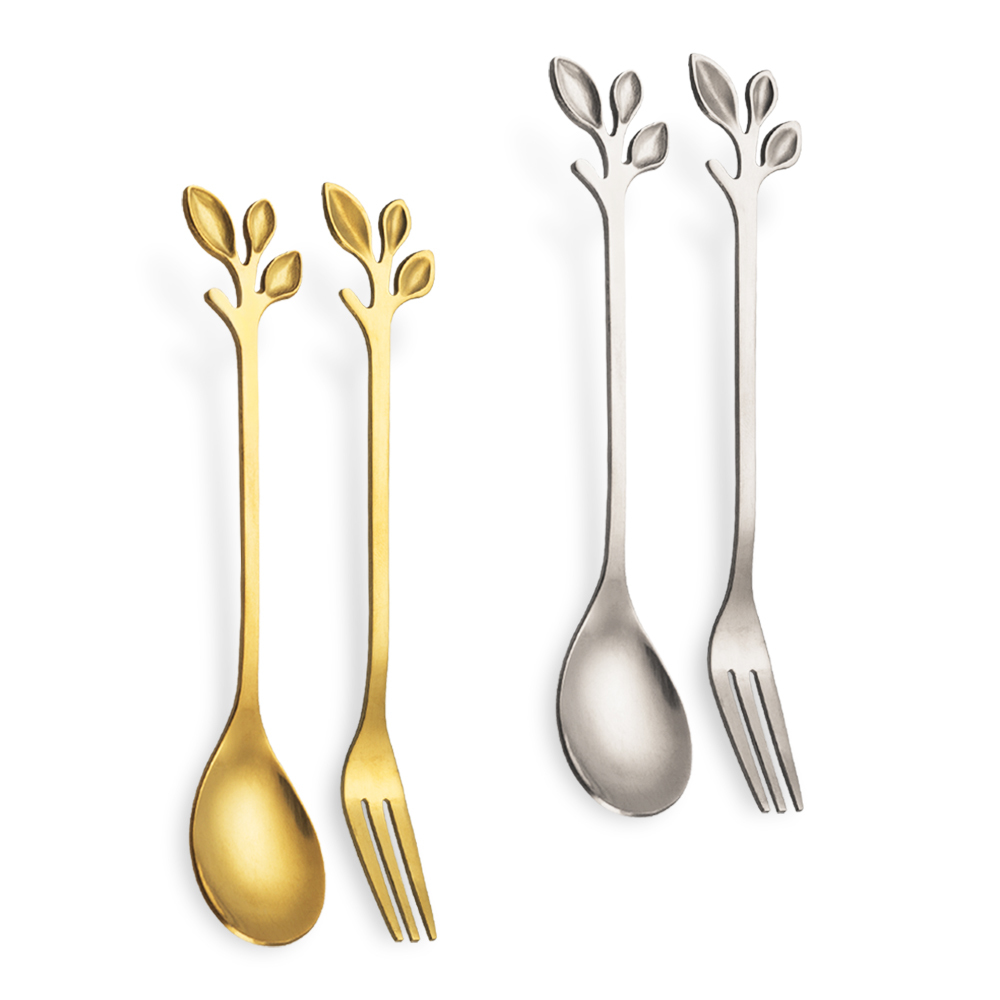 小枝葉造型不鏽鋼叉勺4件組