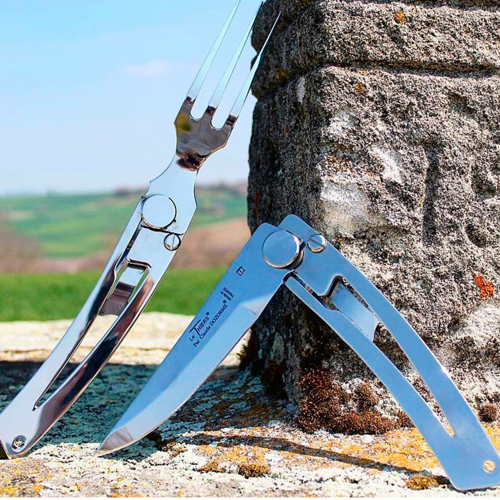 DOZORME | 露營戶外系列 | 折疊刀＋折疊叉組-附皮套